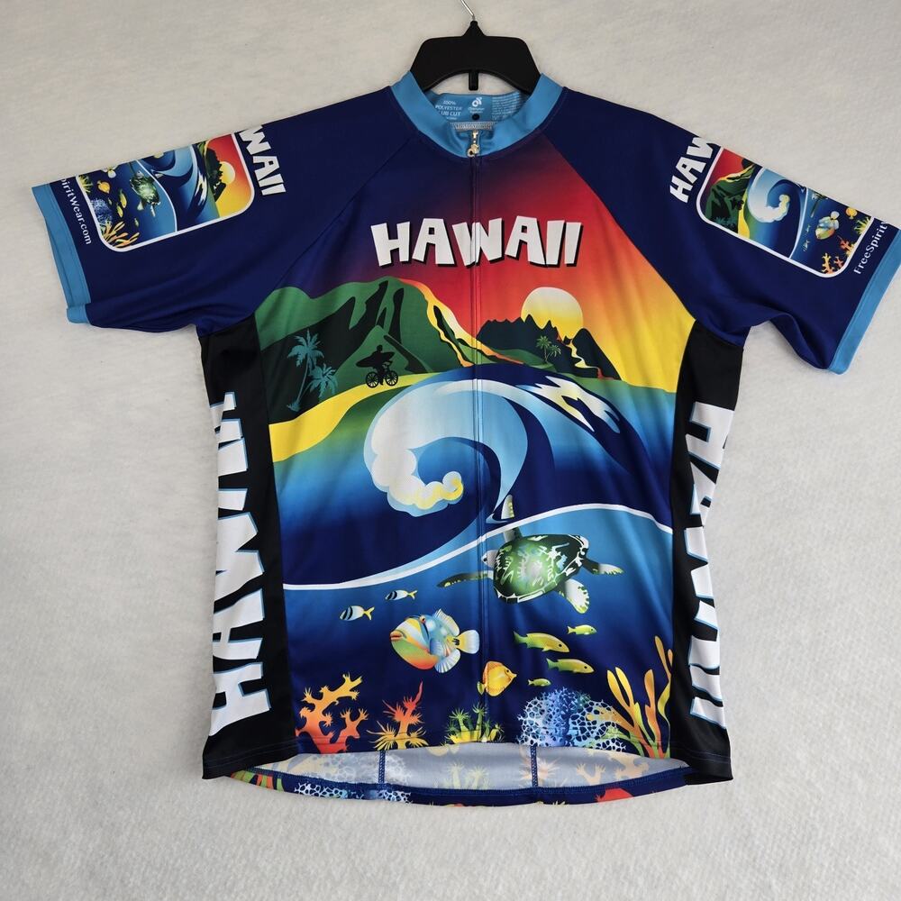 Free Spirit Wear Hawaii Men XL Cycling Jersey Short Sleeve UV Wicking 3 Pockets